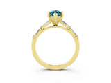Yellow gold Marquise Cut Blue Topaz Solitaire with Side Baguettes and Channel Set Band_3