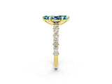 Yellow gold Marquise Cut Blue Topaz Solitaire with Side Stones, Pave Band, Four-Prong Setting_26