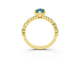 Yellow gold Marquise Cut Blue Topaz Solitaire with Side Stones, Pave Band, Four-Prong Setting_27