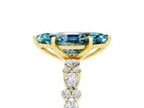 Yellow gold Marquise Cut Blue Topaz Solitaire with Side Stones, Pave Band, Four-Prong Setting_29