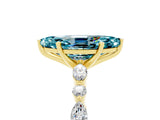 Yellow gold Marquise Cut Blue Topaz Solitaire with Side Stones on a Pavé Band and Four-Prong Setting_5