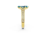 Yellow gold Marquise Cut Blue Topaz Split Shank Engagement Ring with Pavé Band_2