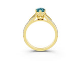 Yellow gold Marquise Cut Blue Topaz Split Shank Engagement Ring with Pavé Band_3