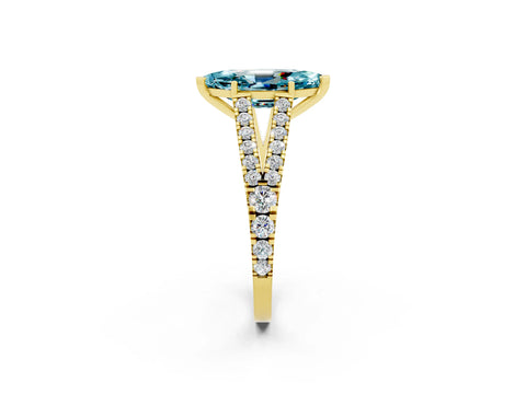 Yellow gold Marquise Cut Blue Topaz Split Shank Pavé Engagement Ring with Four-Prong Setting_14
