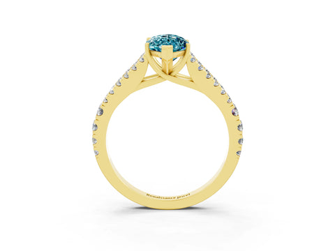 Yellow gold Marquise Cut Blue Topaz Split Shank Pavé Engagement Ring with Four-Prong Setting_15
