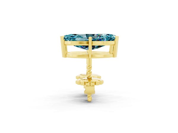 Yellow gold Marquise Cut Blue Topaz Stud Earrings