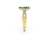 Yellow gold Marquise Cut Blue Topaz Three-Stone Ring with Pavé Split Shank and Four-Prong Setting_14