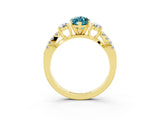 Yellow gold Marquise Cut Blue Topaz Three-Stone Ring with Pavé Split Shank and Four-Prong Setting_15
