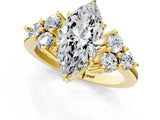 Yellow gold Marquise Cut Brilliant Diamond Cluster Accent Solitaire Ring with Prong Setting_4