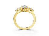 Yellow gold Marquise Cut Brilliant Diamond Cluster Accent Solitaire Ring with Prong Setting_6