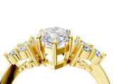 Yellow gold Marquise Cut Brilliant Diamond Cluster Accent Solitaire Ring with Prong Setting_7