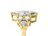 Yellow gold Marquise Cut Brilliant Diamond Cluster Accent Solitaire Ring with Prong Setting_8