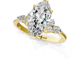 Yellow gold Marquise Cut Brilliant Diamond Solitaire Ring with Pear Side Stones and Four-Prong Setting_4