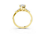 Yellow gold Marquise Cut Brilliant Diamond Solitaire Ring with Pear Side Stones and Four-Prong Setting_6
