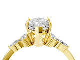 Yellow gold Marquise Cut Brilliant Diamond Solitaire Ring with Pear Side Stones and Four-Prong Setting_7