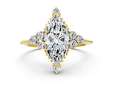 Yellow gold Marquise Cut Brilliant Diamond with Cluster Setting on a Beaded Band and Four-Prong Setting_15