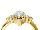 Yellow gold Marquise Cut Brilliant Diamond with Cluster Setting on a Beaded Band and Four-Prong Setting_19