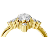 Yellow gold Marquise Cut Brilliant Diamond with Cluster Setting on a Beaded Band and Four-Prong Setting_7