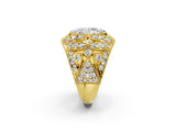Yellow gold Marquise Cut Brilliant Halo Pave Diamond Milgrain Ring_15