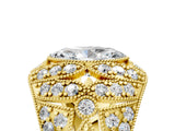 Yellow gold Marquise Cut Brilliant Halo Pave Diamond Milgrain Ring_18