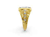 Yellow gold Marquise Cut Brilliant Milgrain Filigree Diamond Ring with Square Prong Setting_17