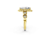 Yellow gold Marquise Cut Brilliant Milgrain Pave Heart Band Solitaire Ring_5