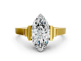 Yellow gold Marquise Cut Brilliant Solitaire Diamond Ring with Channel Set Band and Bar Prong Setting_24