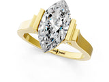 Yellow gold Marquise Cut Brilliant Solitaire Diamond Ring with Channel Set Band and Bar Prong Setting_25