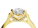 Yellow gold Marquise Cut Brilliant Solitaire Diamond Ring with Channel Set Band and Bar Prong Setting_28