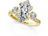Yellow gold Marquise Cut Brilliant Three-Stone Diamond Ring with Pavé Band and Four-Prong Setting_4
