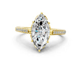 Yellow gold Marquise Cut Cathedral Pave Diamond Engagement Ring with Six-Prong Setting_33
