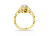 Yellow gold Marquise Cut Cathedral Pave Diamond Engagement Ring with Six-Prong Setting_36