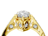 Yellow gold Marquise Cut Cathedral Pave Diamond Engagement Ring with Six-Prong Setting_37