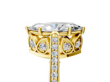 Yellow gold Marquise Cut Cathedral Pave Diamond Engagement Ring with Six-Prong Setting_38