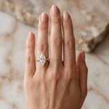 Yellow gold Marquise Cut Cathedral Pave Diamond Engagement Ring with Six-Prong Setting_45