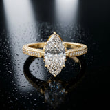 Yellow gold Marquise Cut Cathedral Pave Diamond Engagement Ring with Six-Prong Setting_48