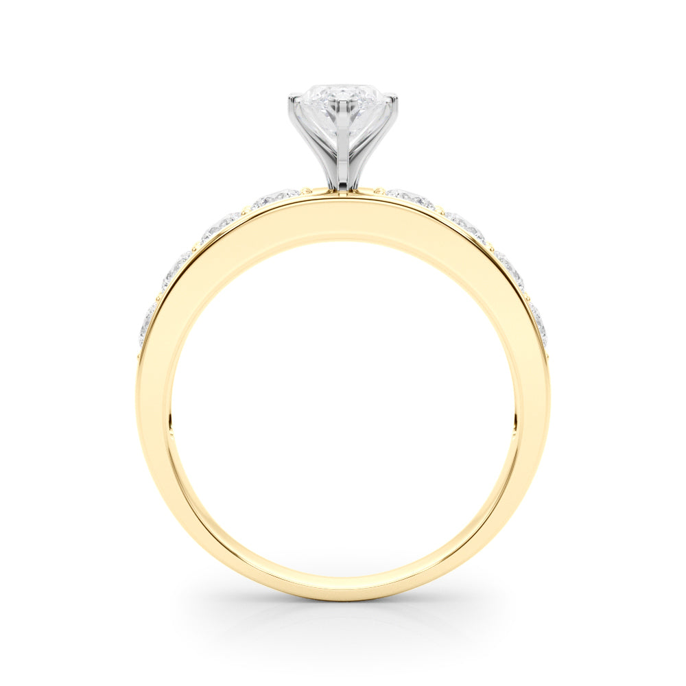 Yellow gold Marquise Cut Channel Set Diamond Engagement Ring with Four-Prong Setting 2