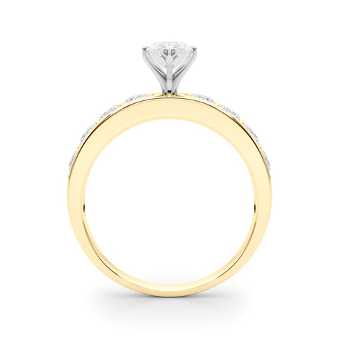 Yellow gold Marquise Cut Channel Set Diamond Engagement Ring with Four-Prong Setting 2