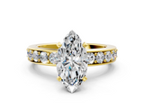 Yellow gold Marquise Cut Channel Set Diamond Engagement Ring with Four-Prong Setting_251