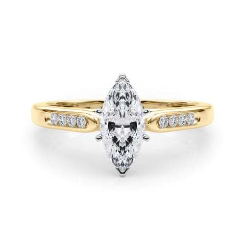 Yellow gold Marquise Cut Channel Set Solitaire Engagement Ring with Four-Prong Setting 1