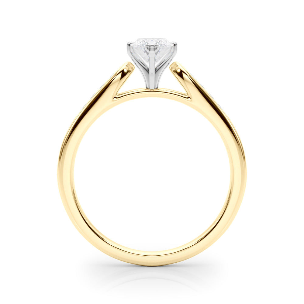 Yellow gold Marquise Cut Channel Set Solitaire Engagement Ring with Four-Prong Setting 2
