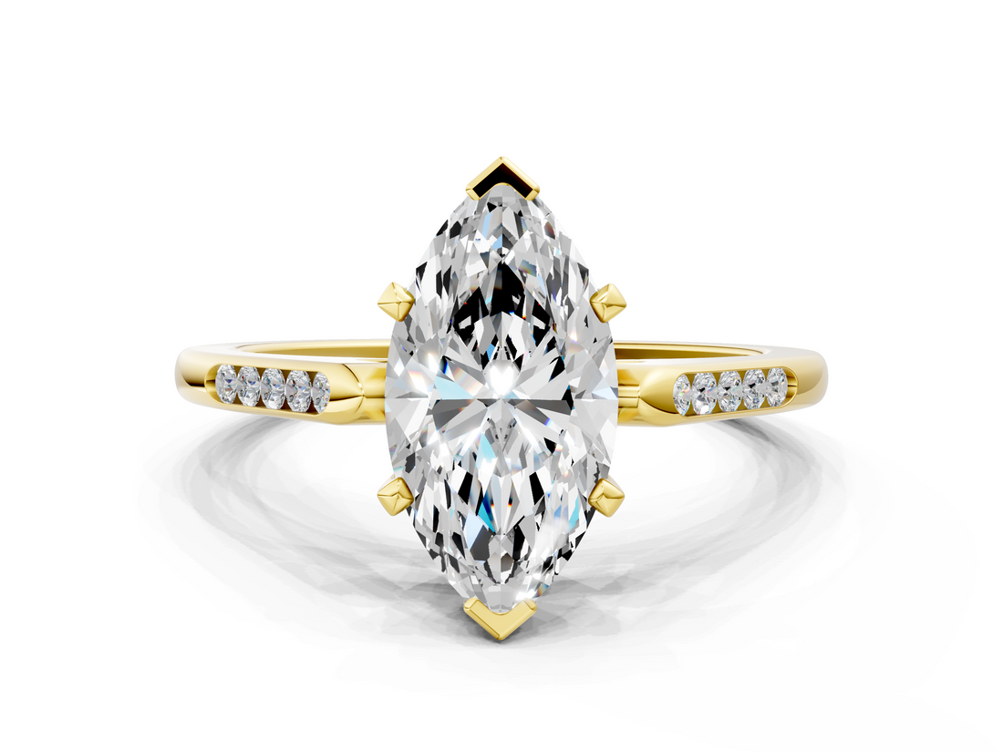 Yellow gold Marquise Cut Channel Set Solitaire Engagement Ring with Four-Prong Setting_228