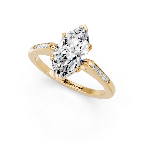 Yellow gold Marquise Cut Channel Set Solitaire Engagement Ring with Four-Prong Setting_80