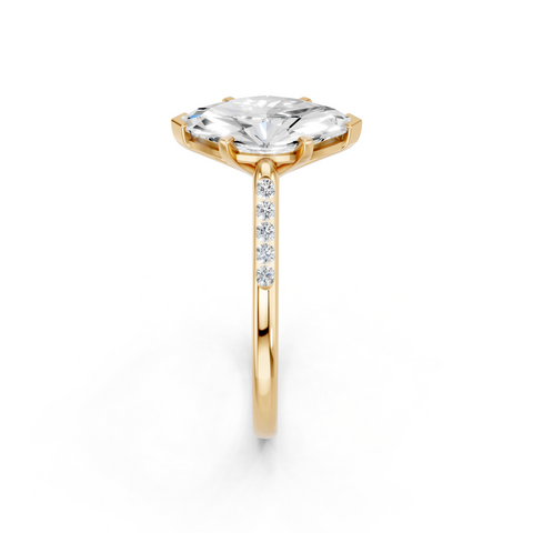 Yellow gold Marquise Cut Channel Set Solitaire Engagement Ring with Four-Prong Setting_81