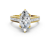 Yellow gold Marquise Cut Channel Set Solitaire Engagement Ring with Prong Setting_32