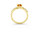 Yellow gold Marquise Cut Citrine Cluster Side Stone Solitaire Ring with Prong Setting_27