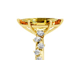 Yellow gold Marquise Cut Citrine Cluster Side Stone Solitaire Ring with Prong Setting_29