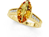 Yellow gold Marquise Cut Citrine Engagement Ring with Milgrain Channel Set Band and Prong Setting_1