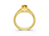 Yellow gold Marquise Cut Citrine Engagement Ring with Milgrain Channel Set Band and Prong Setting_3
