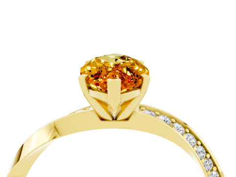 Yellow gold Marquise Cut Citrine Engagement Ring with Side Stone Accents and Four-Prong Setting_31